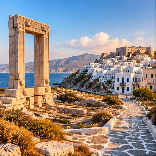 Greek Islands Without a Car: The Best Islands & How to Get Around Illustrated classical gateway and Greek island hillside