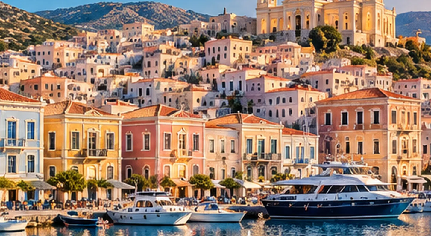 Cheapest Greek Islands to Visit Scenic illustration of Greek island architecture and the Aegean coastline