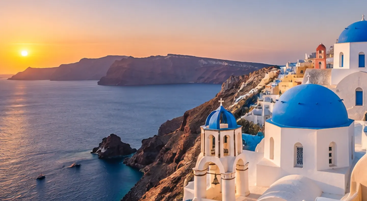 Coastal scenery, traditional buildings and blue Aegean water
