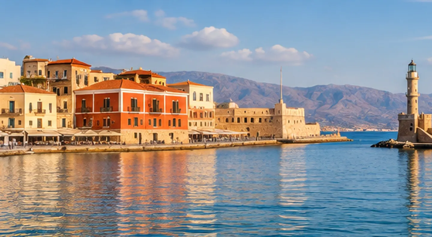 Coastal scenery, traditional buildings and blue Aegean water